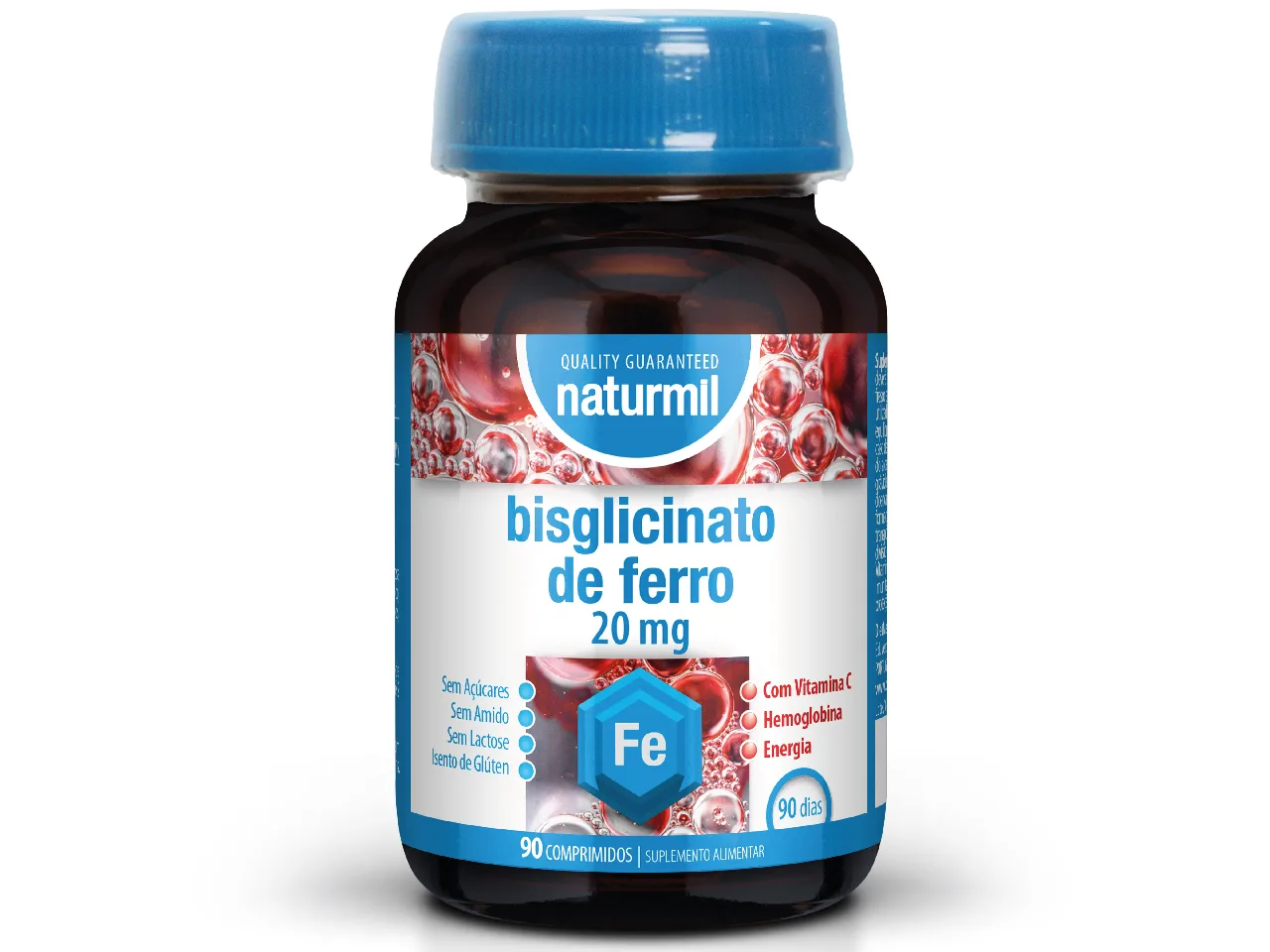 Bisglicinato Ferro 20mg Naturmil 90 Comprimidos