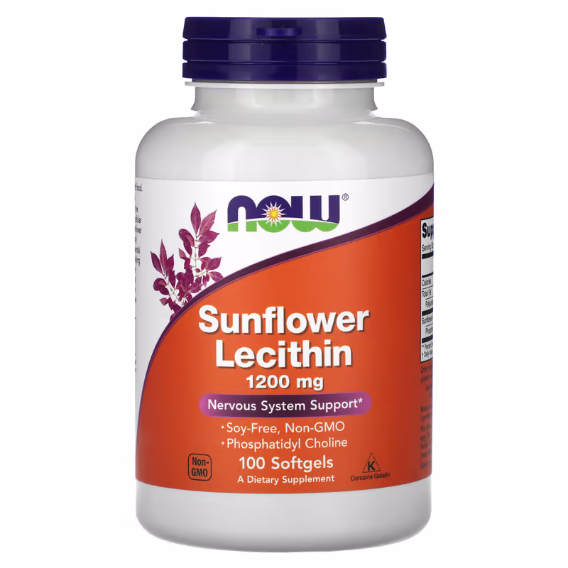Sunflower Lecithin 1200mg NOW 100 Capsulas